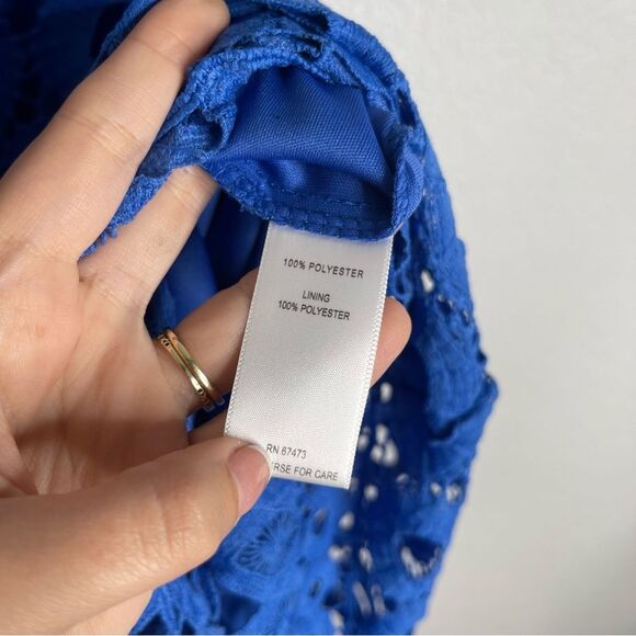 Taylor Blue Eyelet Lace Midi Dress Size 10 - Picture 5 of 6